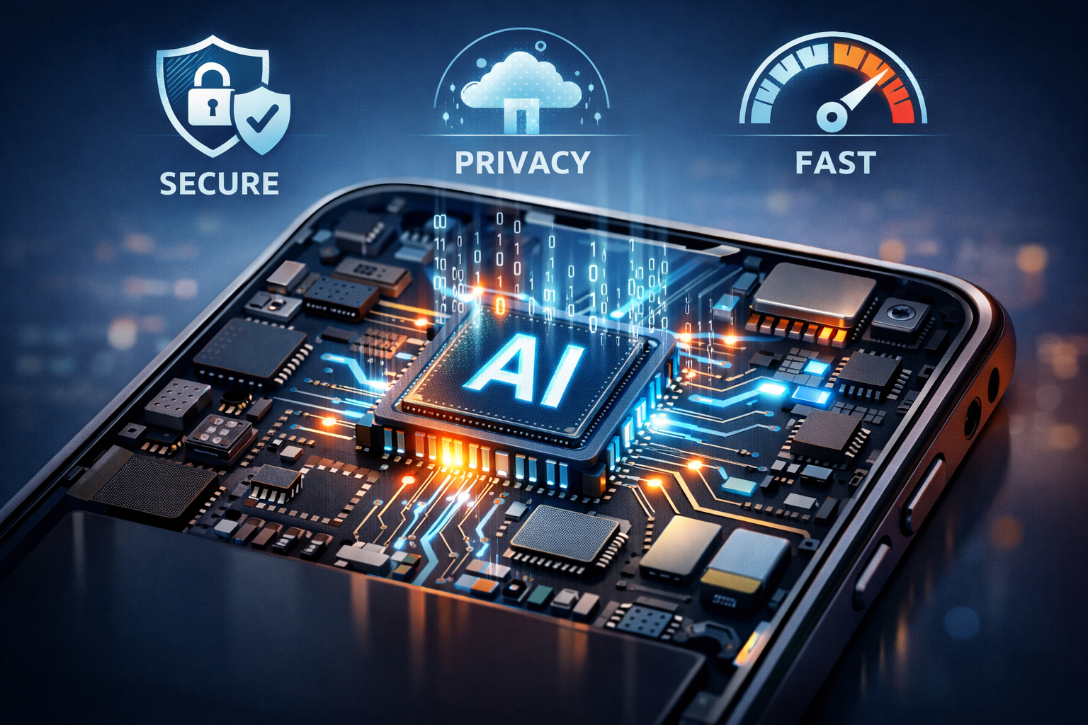 Diagram showing AI chip processing data locally