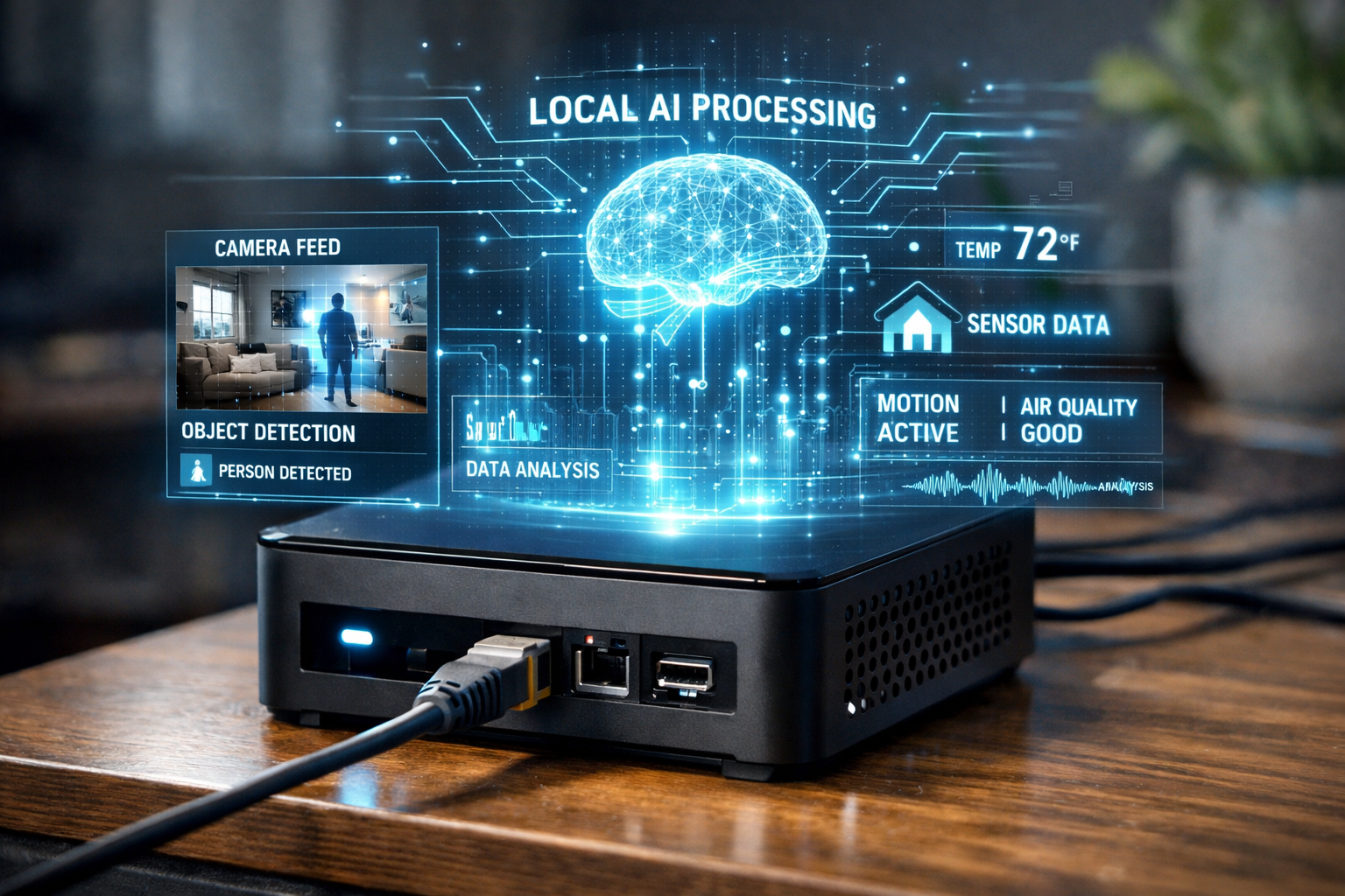 Smart home edge device analyzing camera feeds locally