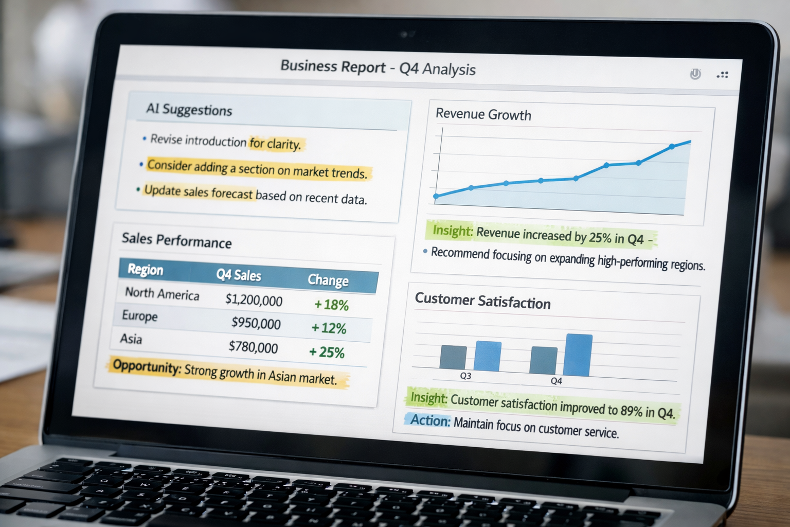 AI-enhanced document with data insights